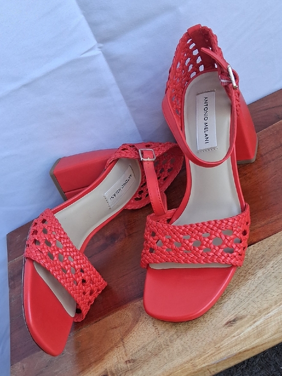 ANTONIO MELANI Shoes - ANTONIO MELANI Red Braided Block Heel Sandals 7.5